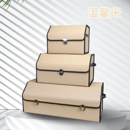 Organisateur de coffre de voiture et rangement Suv, coffre pliable en Faux cuir, multi-compartiments réglable, boîte de rangement d'épicerie automatique