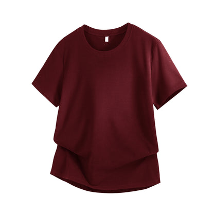Silk-Matte Cotton Men's ort-Sve T-irt Busin Simple Summer Thin Ice Silk Loose Youth round Ne Trendy Versatile Top