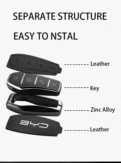 Nouveau Style en alliage peau de mouton voiture clé housse pour BYD chanson Pro Plus Max Dmi EV joint dauphin télécommande clé Auto accessoires