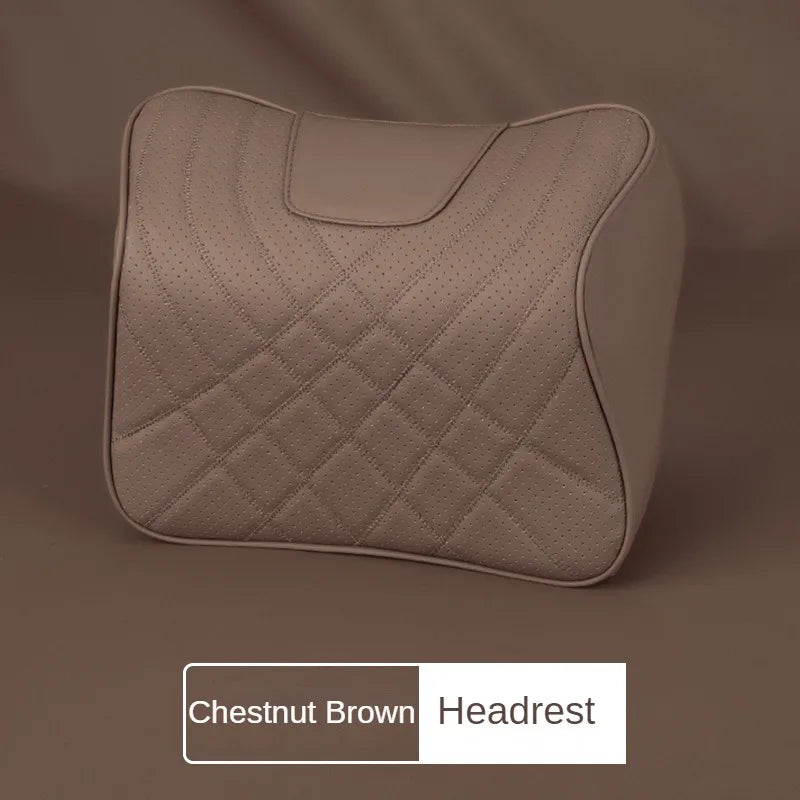 Ensemble d'oreillers pour appui-tête de voiture, couture en cuir, Support de taille lombaire, mousse à mémoire de forme, coussin de protection du cou, accessoires, nouvelle collection