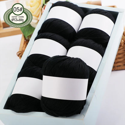 Fil de mélange de soie de luxe 6 pièces/ensemble, 50g chacun, fil à tricoter doux adapté aux pulls, couvertures et écharpes pour bébé, plusieurs couleurs