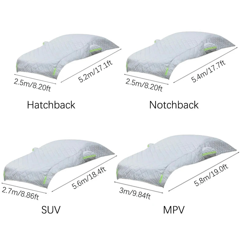 Juste de voiture universelle en coton contre la grêle, couverture complète extérieure, protection contre la pluie, le soleil, les UV, adaptée à diverses conditions météorologiques défavorables