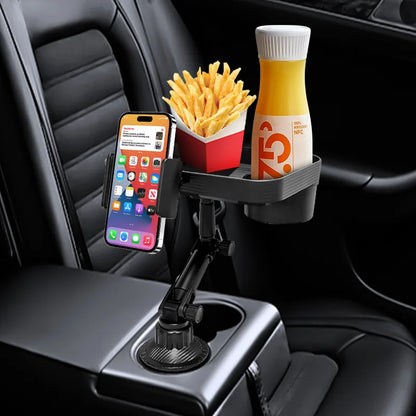 Plateau porte-gobelet réglable pour voiture, Table rotative à 360 degrés pour fente de téléphone, porte-boissons organisé pour aliments, accessoires de voiture
