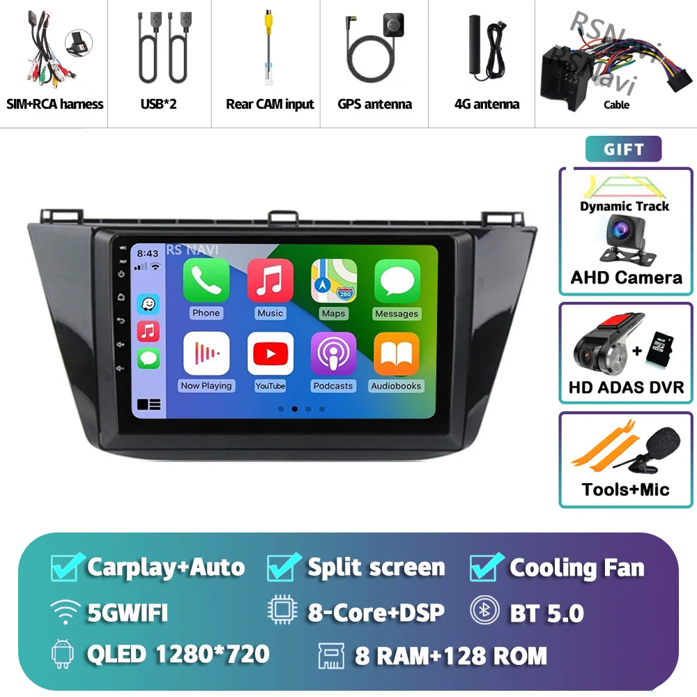 Android 15 Carplay Auto 2K écran autoradio lecteur multimédia pour Volkswagen Tiguan 2 Mk 2016 2017-2019 2 din Autoradio stéréo