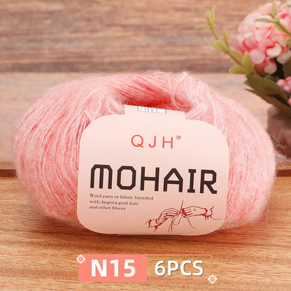 Fil Mohair doux et chaud, 6 paquets/150g, chaussettes de pull en tricot faites à la main, fil d'écharpe châle au Crochet, 60% Mohair, 40% acrylique