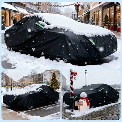 Housse de voiture thermique SUV 190T, couverture complète à quatre portes, résistante à la neige et au gel, conception à fermeture éclair latérale, noire, ajustement universel