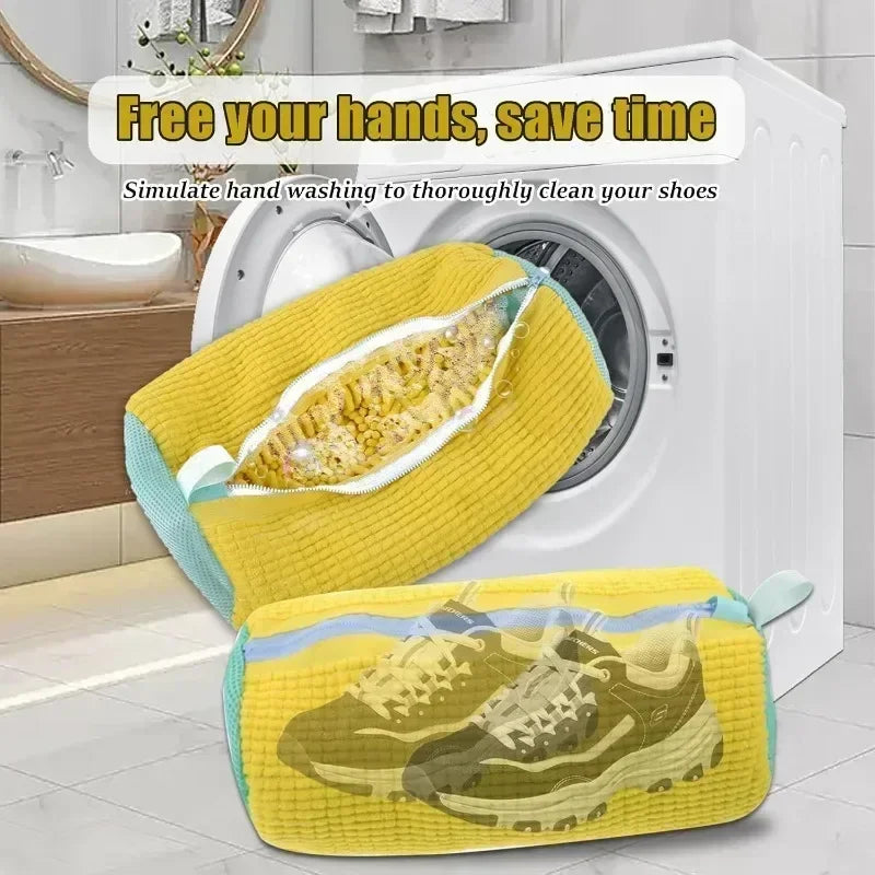 1/4 pièces chaussures de lavage sac protecteur fibres moelleuses Polyester chaussures de lavage Machine amicale sac à linge sacs de séchage