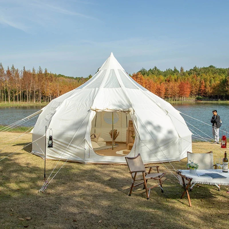 Tente Star Gazer avec logo personnalisé, 4m, 5m, 6m, quatre saisons, camping, blanc, kaki, Oxford, coton, étanche, goutte d'eau pour la fête