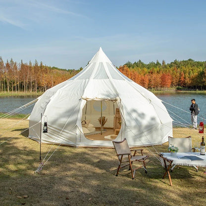 Tente Star Gazer avec logo personnalisé, 4m, 5m, 6m, quatre saisons, camping, blanc, kaki, Oxford, coton, étanche, goutte d'eau pour la fête