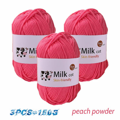 Boule de fil de lait faite à la main, aldéhyde moyen, fil de tissage bricolage, pulls à tricoter, chapeaux, écharpes et autres vêtements, 150g
