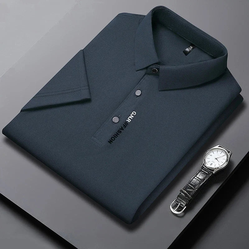 Polo à manches courtes pour hommes, couleur unie, respirant, confortable, élastique, nouvel arrivage, Style Business décontracté