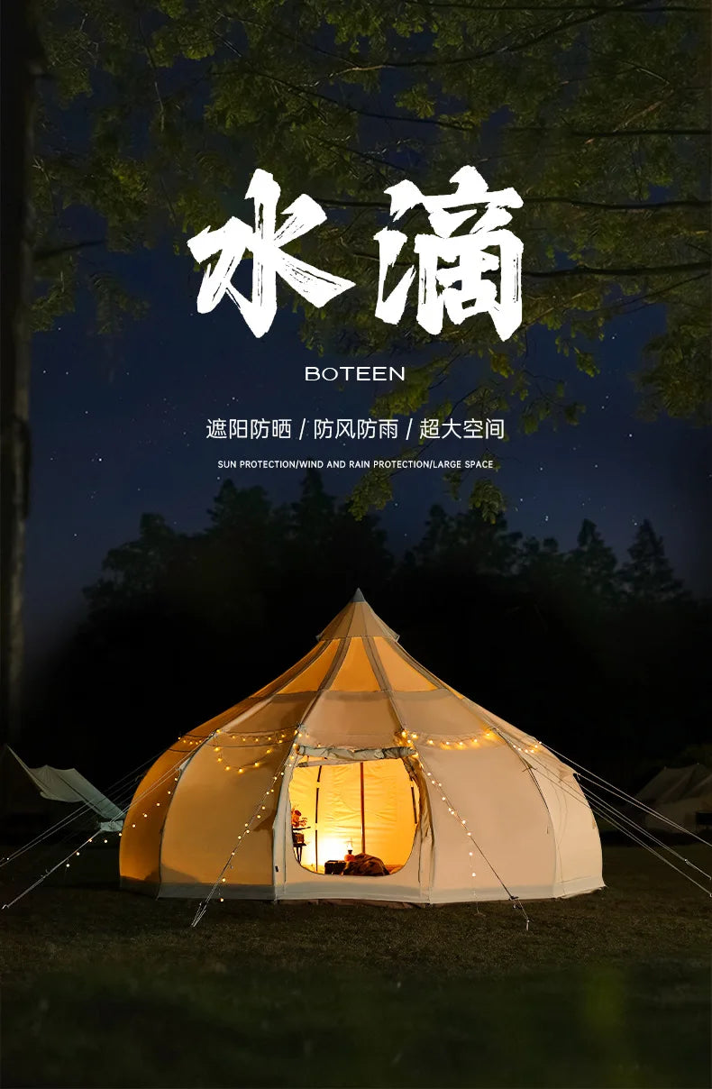 Tente Star Gazer avec logo personnalisé, 4m, 5m, 6m, quatre saisons, camping, blanc, kaki, Oxford, coton, étanche, goutte d'eau pour la fête
