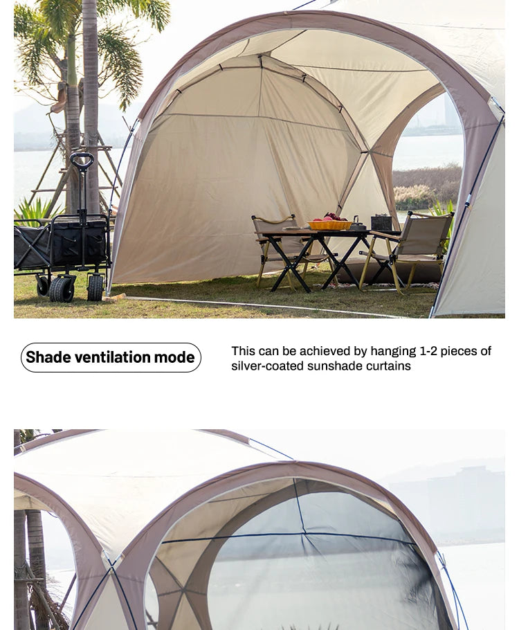 Tente dôme extra large Sonuto, gazebo de camping pop-up avec moustiquaire, protection solaire imperméable, pavillon pour fête en plein air