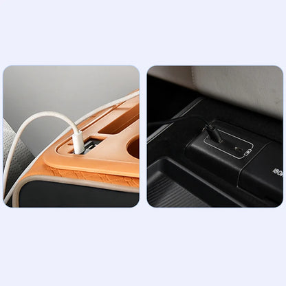 Boîte de rangement multifonctionnelle 10-en-1 pour accoudoir de voiture, avec coussin rehausseur sportif supérieur, port de charge USB et lampe d'ambiance étoilée