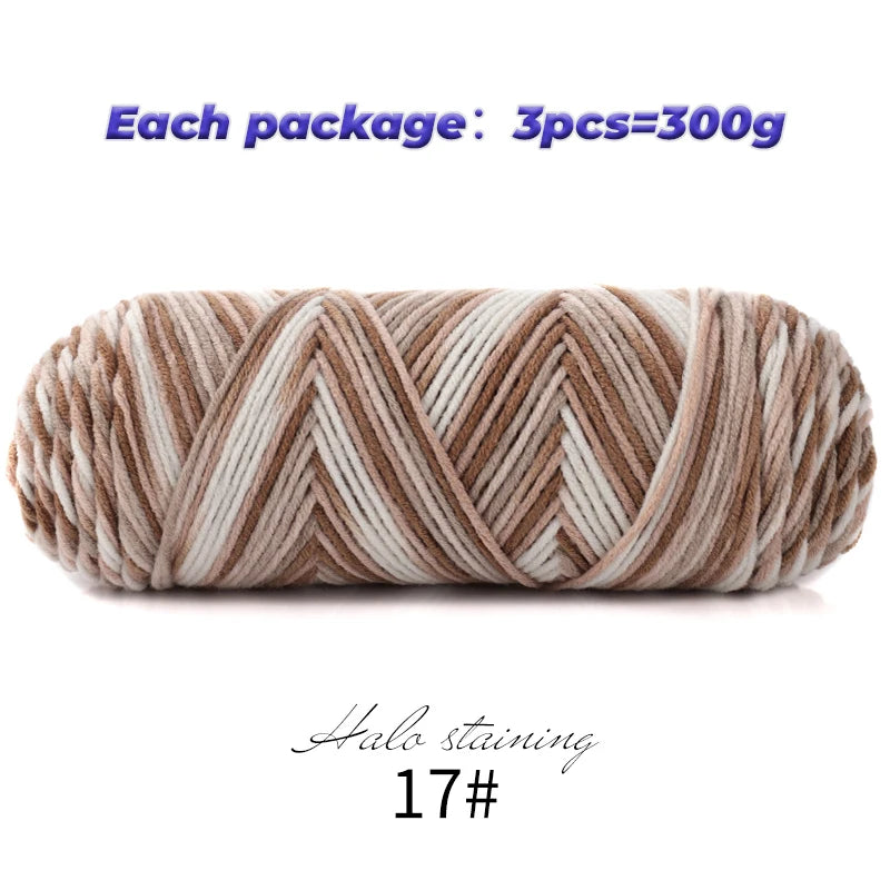 Pull auto-tissé en coton au lait teint à 5 brins, écharpe, couverture moyenne épaisse, fil au Crochet tissé fait à la main, 300g