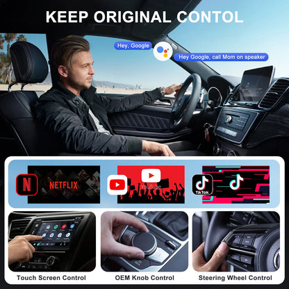 Adaptateur vidéo sans fil Android Auto, Carplay, avec Netflix/YouTube/TikTok, pour voitures Android sans fil OEM