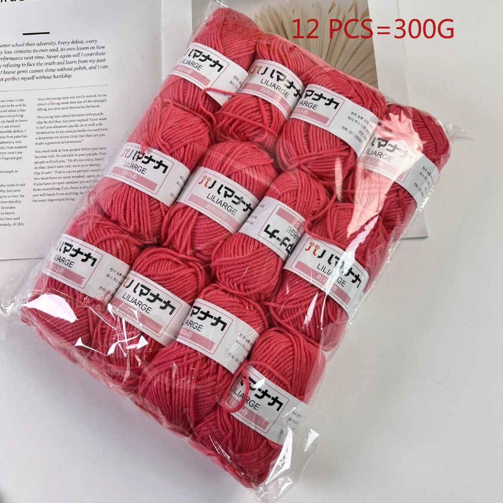 12 pièces 300g fil de lait fait à la main grossier bricolage tissage boule de fil pour pull chapeau écharpe et autres vêtements doux Crochet fil à tricoter