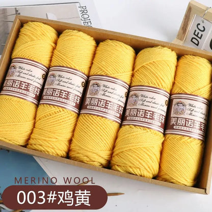 Fil de laine mérinos épais au Crochet à la main, 500 g/ensemble, pour chapeaux, manteaux, pulls, fil de laine mérinos doux pour la peau, gonflé, doux et chaud