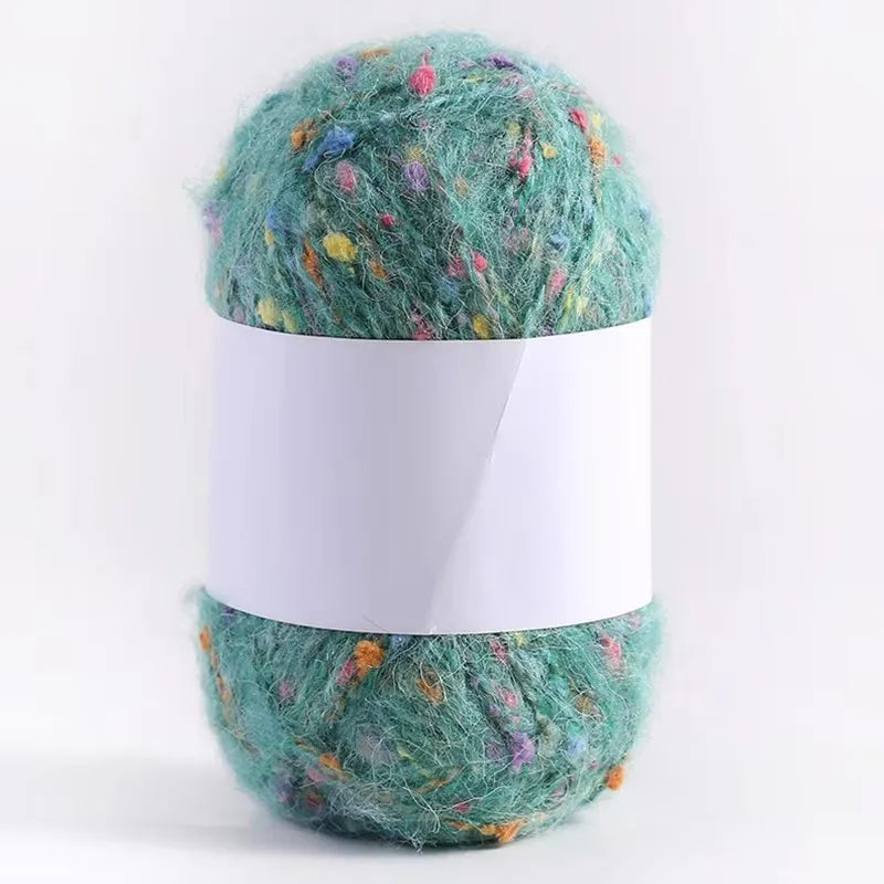 Boule de fil Mohair à pois de couleur arc-en-ciel, fil à tricoter doux tissé à la main, confortable pour bricolage, écharpe, pull, châle, manteau, Crochet
