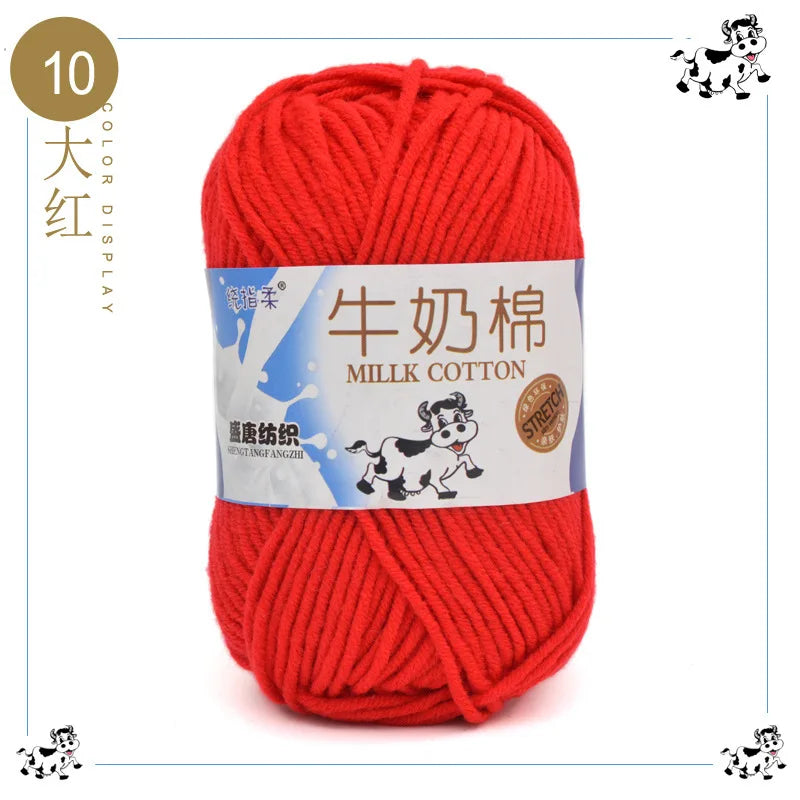 Fil à tricoter en coton au lait, 5 brins, 50g, pour bricolage de sacs de poupée, fil, écharpe, chaussettes
