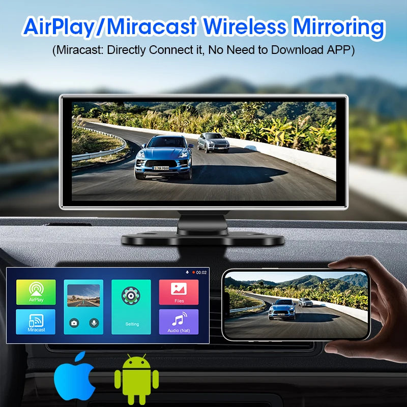 Systèmes intelligents de voiture de 11.26 pouces, lecteur vidéo multimédia, autoradio Portable, sans fil, CarPlay, Android, accessoires d'écran automatique