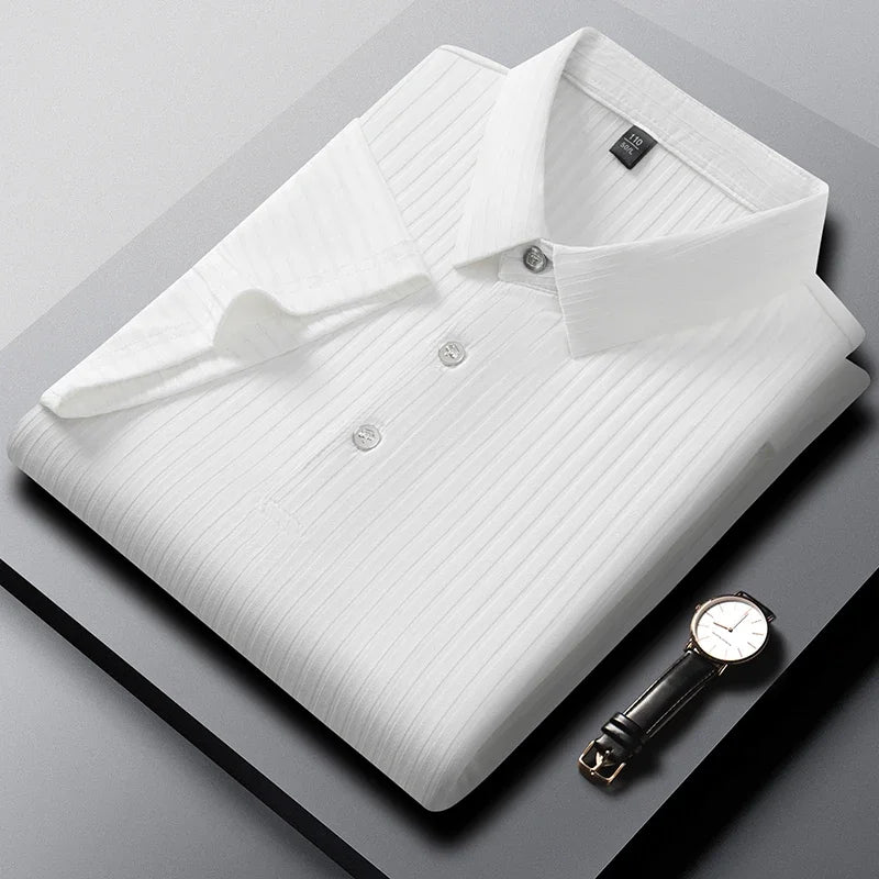2025 nouveaux hommes décontracté mode rayé à manches courtes col Polo respirant et confortable été polyvalent T-shirt