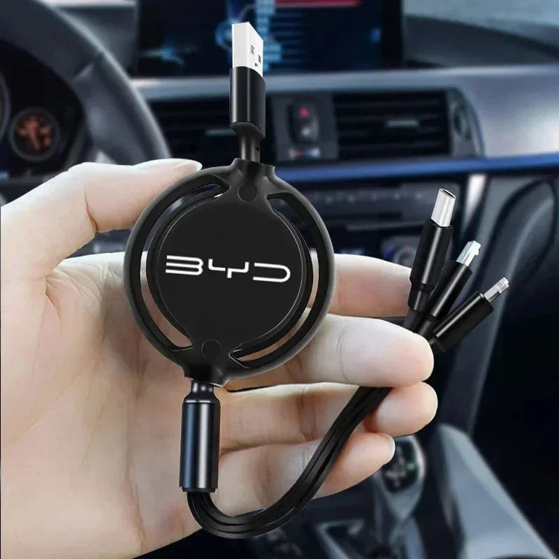 Câble de données à charge rapide, 100W, multifonctionnel, 3 en 1, BYD M6 G3 G5 T3 13 F3 F0 Dock S7 E5 E6 L3, Tang Yuan ATTO3 Song