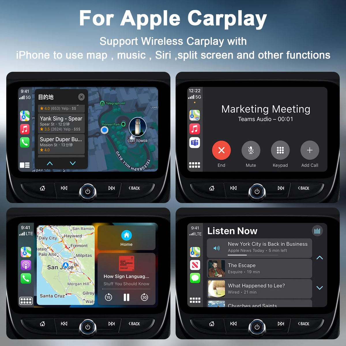 محول/دونجل CarPlay لاسلكي للسيارات من عام 2015 فما فوق وهواتف iPhone iOS 10+، كابل المصنع