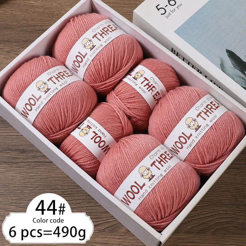 Fil de laine d'aldéhyde moyen, production de bricolage fin, tricoté à la main, pull chaud à la mode, écharpe et chapeau, boule de fil, 500g