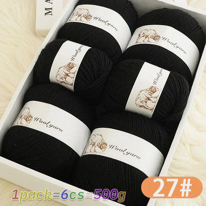 Fil de laine moyen de couleur Pure, 500g, à la mode, Simple, chaud, fait à la main, adapté aux écharpes à tricoter, pulls, gants, chapeaux
