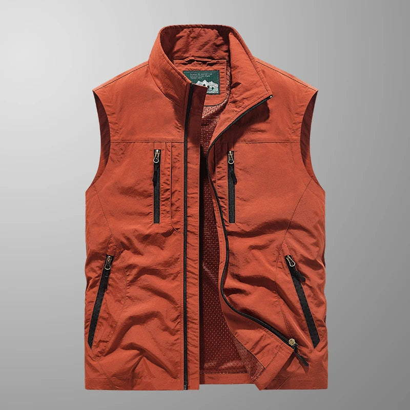 Grande taille hommes été en plein air randonnée gilet tactique multi-poches léger coque souple utilitaire voyage Safari Cargo gilet hommes