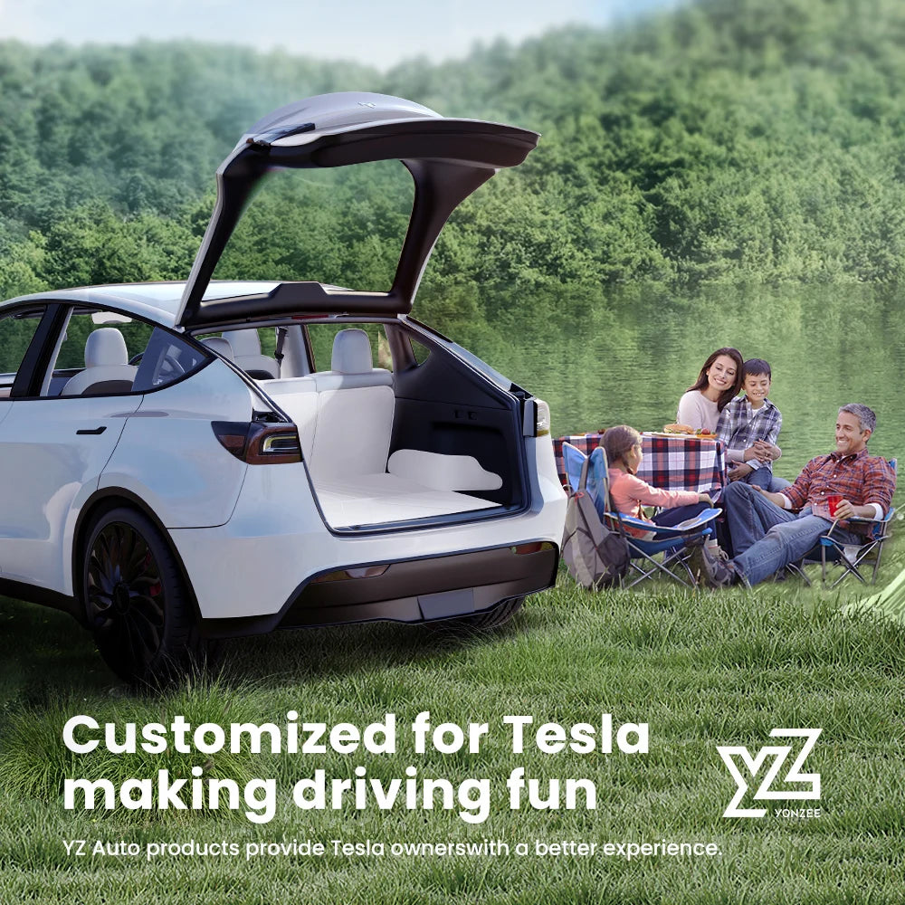 YZ Pour Tesla Modèle Y Juniper 2021-2025 Tapis en cuir entièrement entourés Tapis imperméables non glissants Tapis sur mesure