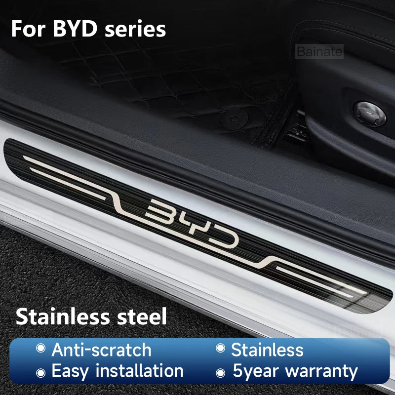 Plaque de seuil de porte de voiture en acier inoxydable, pour BYD Atto 3 Dolphin Seal Tang F3 Dmi Song Yuan EV 2023 2024 Atto 4, accessoires de voiture