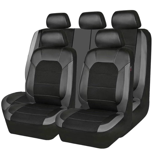 Housse de siège de voiture universelle en Polyester + cuir, couture Sandwich, 9 pièces