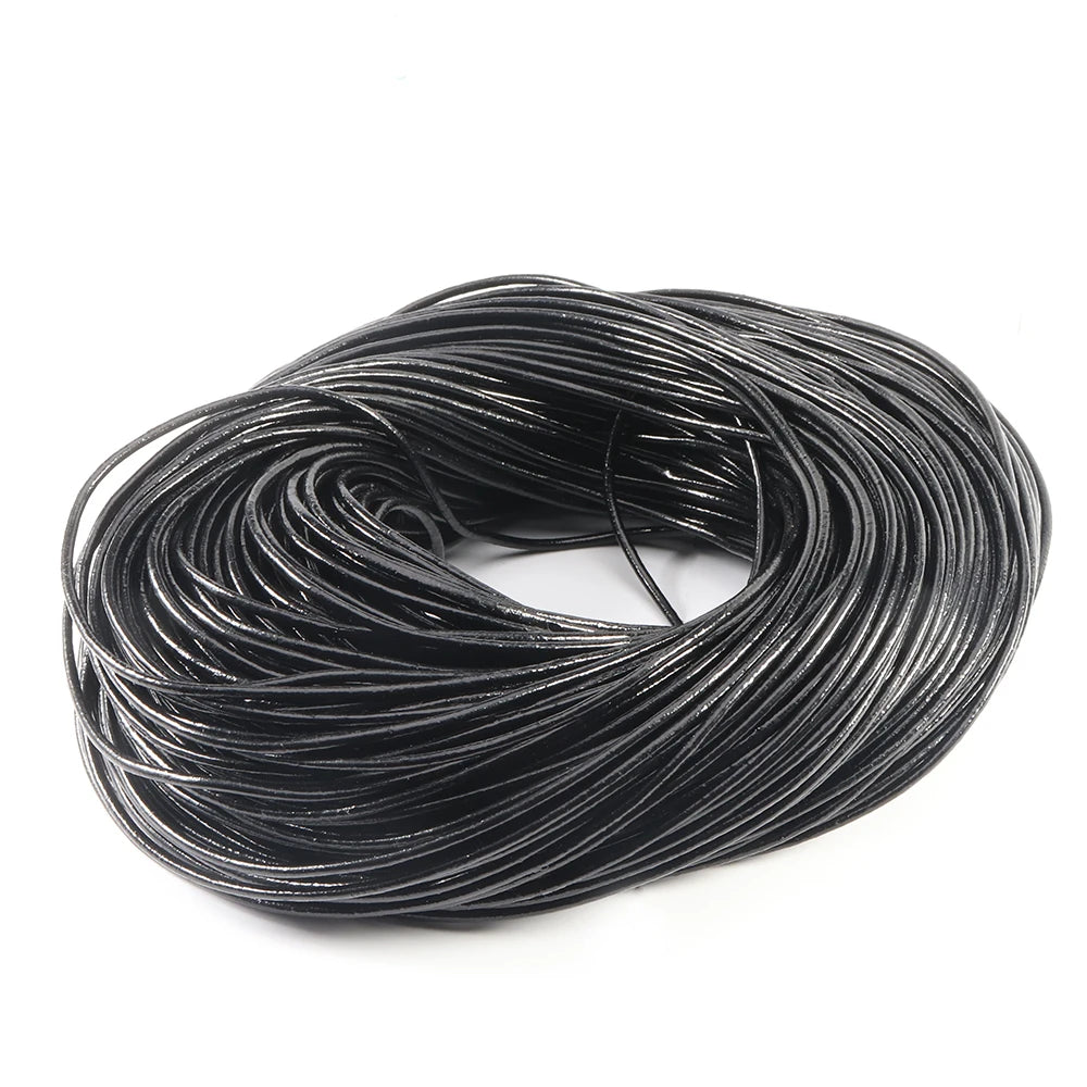 Cordons ronds en cuir de vache véritable, 2 à 5 mètres/lot, 1 à 5mm, pour la fabrication d'ornements, artisanat, vêtements, accessoires de charme