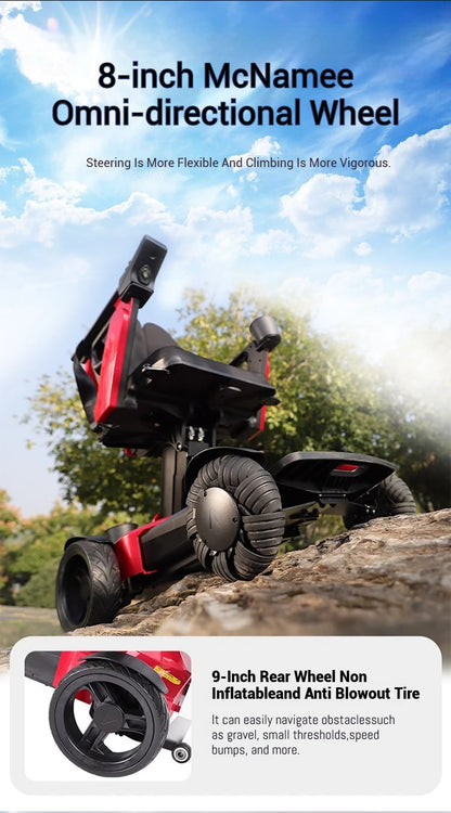 30km usine offre directement 2025 nouveau Design 250W moteur sans brosse fauteuil roulant pliant électrique avec roue omnidirectionnelle Mecanum