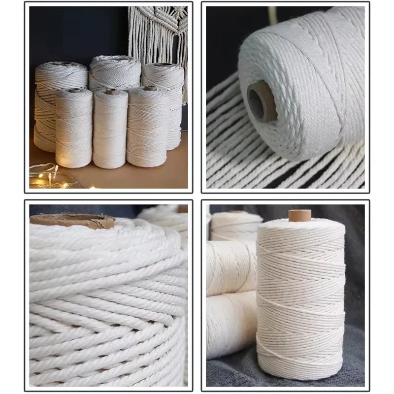 Macramé en ULde coton pour bricolage, artisanat, cintres de plantes, Noël et mariage, 1mm, 2mm, 3mm, 4mm, 5mm, 6mm, 109 verges, 218 verges