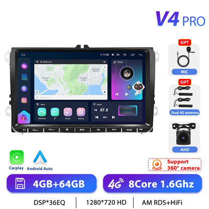 Podofo 7 "9" CarPlay Android autoradio pour Volkswagen VW Golf Passat JETTA Skoda siège voiture système Intelligent 2din GPS autoradio