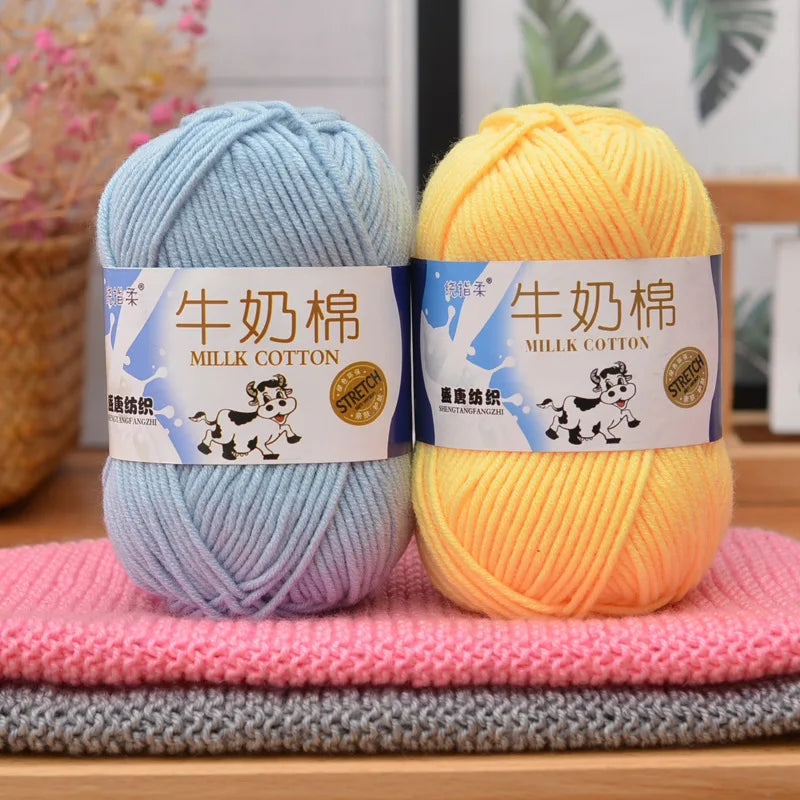 Fil à tricoter en coton au lait, 5 brins, 50g, pour bricolage de sacs de poupée, fil, écharpe, chaussettes