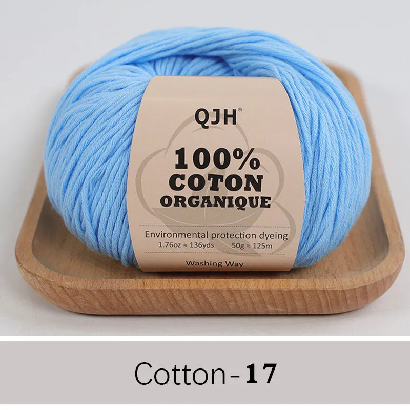 QJH 100% fil de coton, fil de poids de Sport pour bébé en coton, fil Amigurumi, fil doux d'été, fil au Crochet/à tricoter-6 pièces