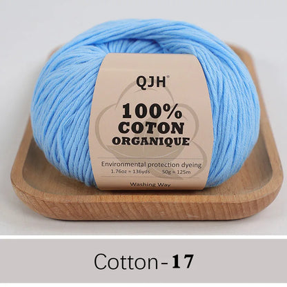 QJH 100% fil de coton, fil de poids de Sport pour bébé en coton, fil Amigurumi, fil doux d'été, fil au Crochet/à tricoter-6 pièces
