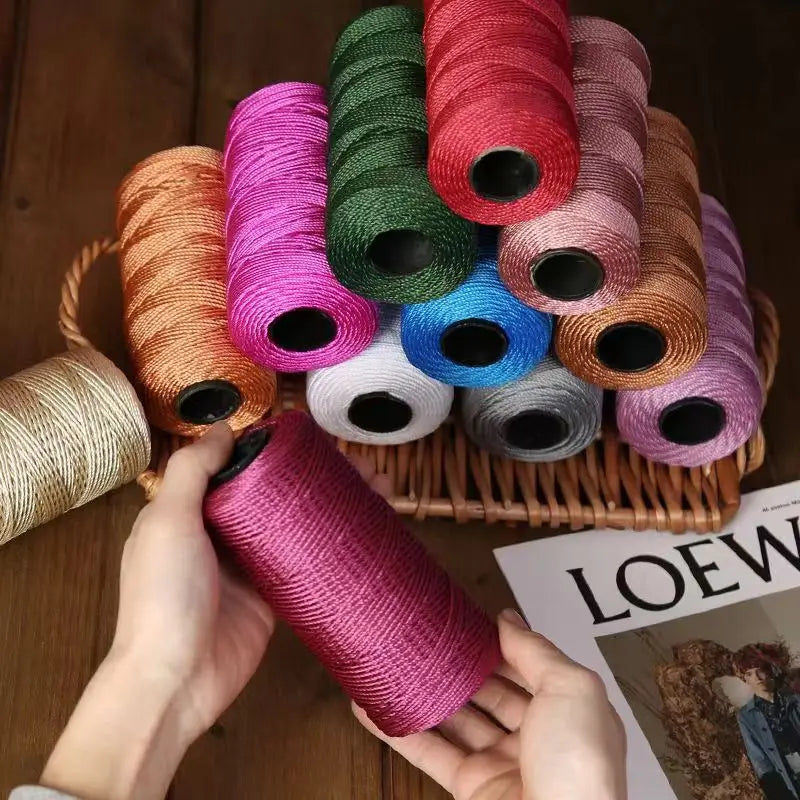 Fil de soie et coton glacé léger d'été, 1.5mm, 200m, fil au Crochet pour bricolage, artisanat, sac, chapeau, chaussures, fil en polypropylène, cordon de fil au Crochet
