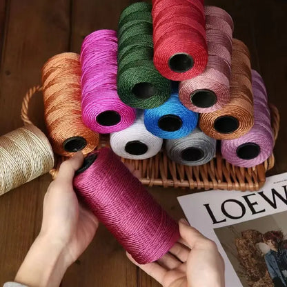 Fil de soie et coton glacé léger d'été, 1.5mm, 200m, fil au Crochet pour bricolage, artisanat, sac, chapeau, chaussures, fil en polypropylène, cordon de fil au Crochet