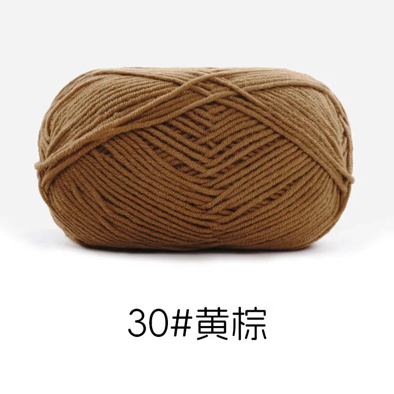 Pelote de Fil de Coton de Lait Peigné à 4 Brins, Laine Douce pour Crocheter et Tisser à la Main, 50g Chacun. 120M)