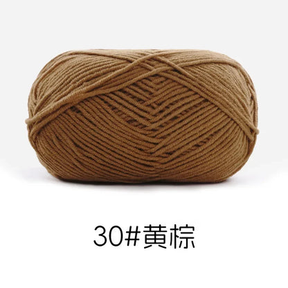 Pelote de Fil de Coton de Lait Peigné à 4 Brins, Laine Douce pour Crocheter et Tisser à la Main, 50g Chacun. 120M)
