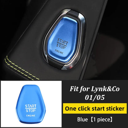 LINNUNU couvercle de bouton de moteur de voiture pour Lynk & Co 01 05 Lingke auto moteur allumage démarrage arrêt interrupteur bouton poussoir décoratif autocollant