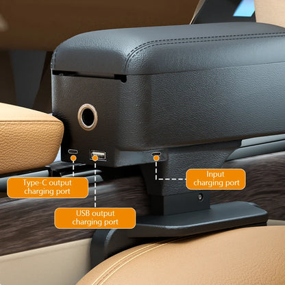 SEAMETAL-Boîte de rangement pour bras de voiture réglable, support de coude, boîte de console centrale avec porte-gobelet GNE, évaluation de charge recommandée