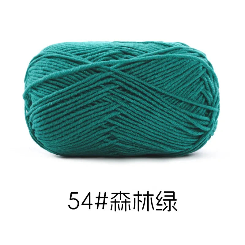 Pelote de Fil de Coton de Lait Peigné à 4 Brins, Laine Douce pour Crocheter et Tisser à la Main, 50g Chacun. 120M)