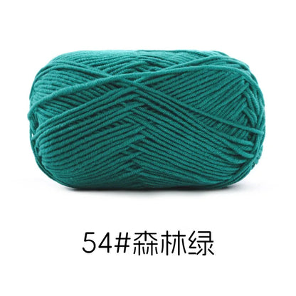 Pelote de Fil de Coton de Lait Peigné à 4 Brins, Laine Douce pour Crocheter et Tisser à la Main, 50g Chacun. 120M)