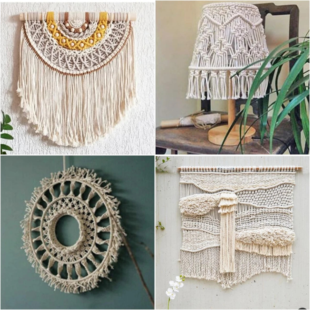 حبل قطني مكرمية 50-100 ياردة، 1/2/3/4 مم، خيوط كروشيه بيضاء، حبل للحرف اليدوية، خيوط حياكة، ديكور حفلات المنزل، ملحقات خياطة
